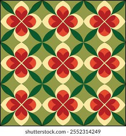 Lucky Green Shamrocks and Colorful Four-Leaf Clovers in a Seamless Pattern for St. Patrick’s Day Festivity