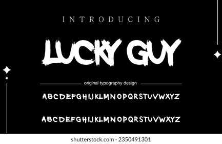 Lucky Guy Stylish brush painted an uppercase vector letters, alphabet, typeface.