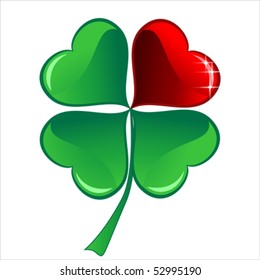 Lucky heart Clover icon. Isolated on white background, vector