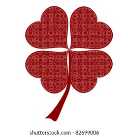 Lucky heart puzzle  Clover with four leaves. Valentines icon, vector