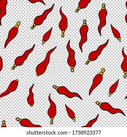 lucky horns cornetti napoletani portafortuna seamless pattern on transparent background, good for packaging, present paper, textiles