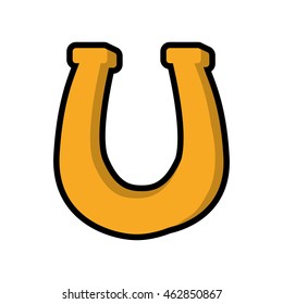 Lucky and horse concept represented by gold horseshoe icon. Isolated and flat illustration
