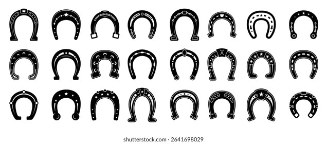 lucky horse shoes blacksmith graphic symbols hoof objects collection