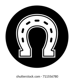 Lucky Horseshoe black and white vector illustration