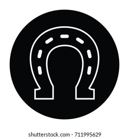 Lucky Horseshoe black and white vector illustration
