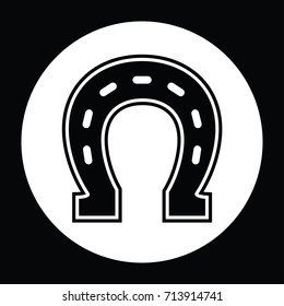 Lucky Horseshoe black and white vector illustration