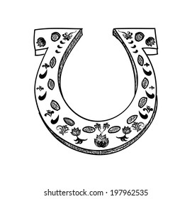 lucky horseshoe cartoon art illustration cut vector