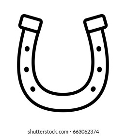 Lucky horseshoe / horse shoe to protect hoof line art vector icon for animal apps and websites