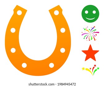 Lucky horseshoe icon designed in flat style. Isolated vector lucky horseshoe icon illustrations on a white background, simple style. Some similar icons added.