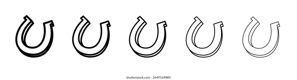 sortudo ferradura ícone fino contorno logotipo marca set