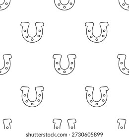 Lucky Horseshoe Outline Seamless Pattern Vetor, Minimalist Equine Good Luck Charm Fundo
