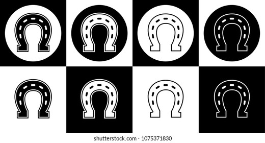 Lucky Horseshoe slot symbol black and white icon set