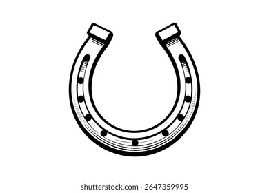 Lucky Horseshoe Symbol of Good Fortune and Success in Black and White Style
