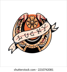 lucky horseshoe tattoo vector design