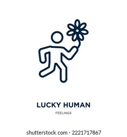 lucky human icon from feelings collection. Thin linear lucky human, lucky, luck outline icon isolated on white background. Line vector lucky human sign, symbol for web and mobile