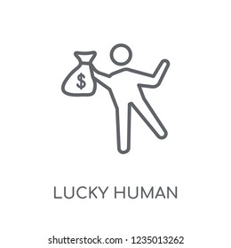 lucky human linear icon. Modern outline lucky human logo concept on white background from Feelings collection. Suitable for use on web apps, mobile apps and print media.