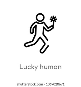 lucky human vector line icon. Simple element illustration. lucky human outline icon from feelings concept. Can be used for web and mobile