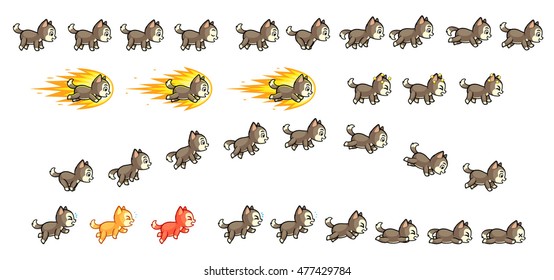 Lucky Husky Game Sprites.
Suitable for side scrolling, action, adventure, and endless runner game.