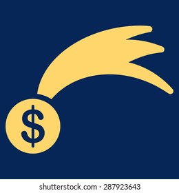 Lucky icon from Business Bicolor Set. This flat vector symbol uses yellow color, rounded angles, and isolated on a blue background.