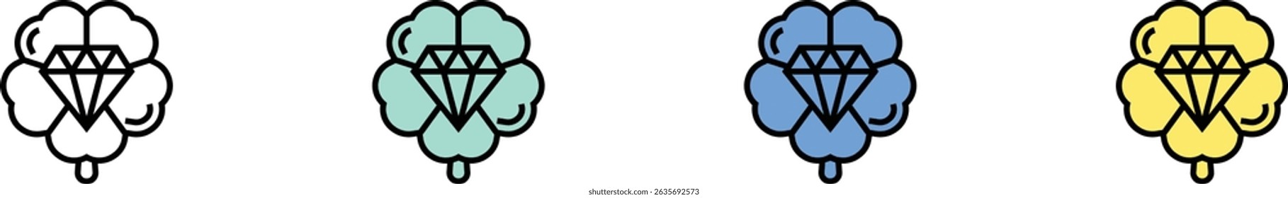 lucky icon. Outline, Green, Blue and Yellow Style Design Isolated On White Background