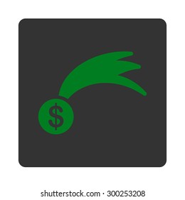 Lucky icon. This flat rounded square button uses green and gray colors and isolated on a white background.