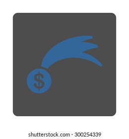Lucky icon. This flat rounded square button uses cobalt and gray colors and isolated on a white background.