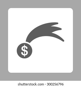 Lucky icon. This flat rounded square button uses dark gray and white colors and isolated on a silver background.