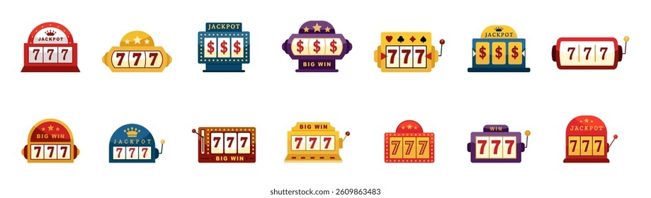 Lucky icons set simple vector. Casino slot vector set