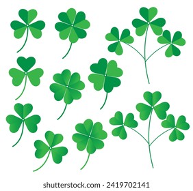 Lucky Irish Clover sets vector Illustration for St. Patrick's Day
