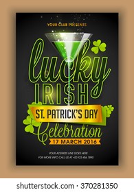 Lucky Irish, Pamphlet, Banner or Flyer design for St. Patrick's Day Party celebration.
