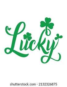 Lucky Irish Saint Patrick's Day T-shirt, Shamrock Leaves Vector St Patrick's Typography Design Badge