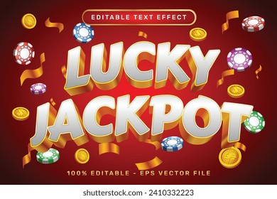 efecto de texto 3d del jackpot de suerte y efecto de texto editable con linternas y ornamentos chinos