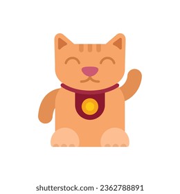 Lucky kitty icon flat vector. Maneki cat. Animal toy isolated