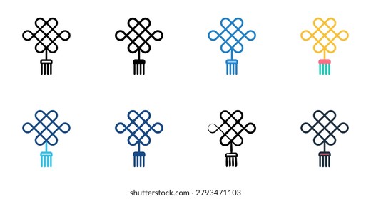 Lucky knot icons set multiple style collection. Editable stroke 
