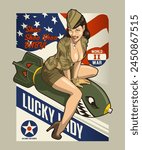LUCKY LADY Vintage Illustration Design