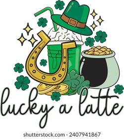 Ein Latte Patrick's Day Coffee T-Shirt Design zum Glück