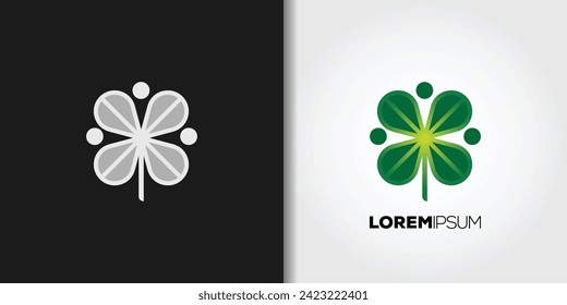 lucky leaves logo set vector