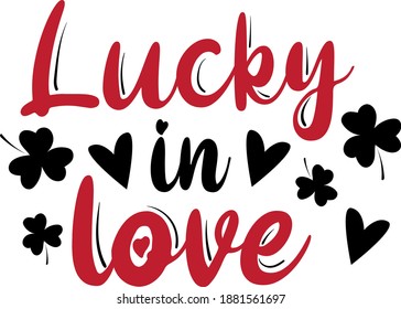 Lucky in love heart vector