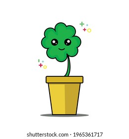 Lucky Lover with a cute smile in a pot in cartoon or mascot version- St Patricks Vector and Clip Art