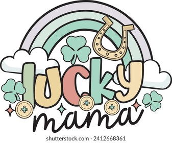 Lucky Mama Retro St. Patrick's Day Trending T shirt Design