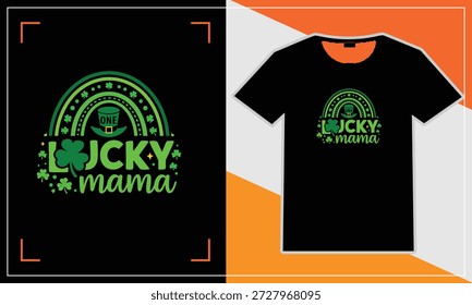 Tipografía afortunada del Vector del día de San Patricio de la mamá con el diseño de la camiseta del sombrero del trébol y del duende
