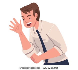 Lucky Man Celebrating Success and Victory Feeling Excitement Vector Illustration