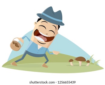 lucky man finds mushrooms