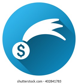 Lucky Money Star vector toolbar icon for software design. Style is a white symbol on a round blue circle with gradient shadow.