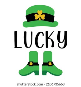 Lucky, My Lucky Charm, Shamrock Vector, Happy Saint Patrick's Day shirt print template, St. Patrick's  Gnome vector