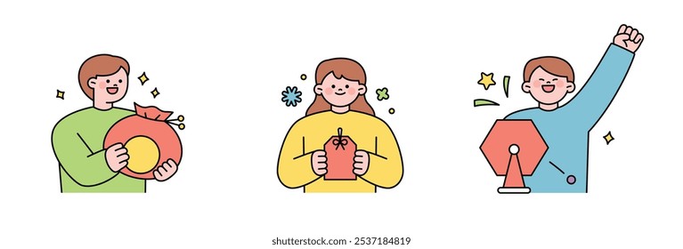 Itens de Ano Novo da sorte da Coreia, China e Japão. ilustração vetor simples esboço.