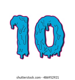 lucky number ten melt vector illustration