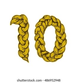 lucky number ten rope vector illustration