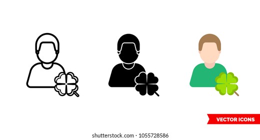 Lucky one icon of 3 types: color, black and white, outline. Isolated vector sign symbol.