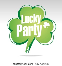 Lucky Party St Patricks Day abstract speech bubble green white isolated sticker icon stamp label